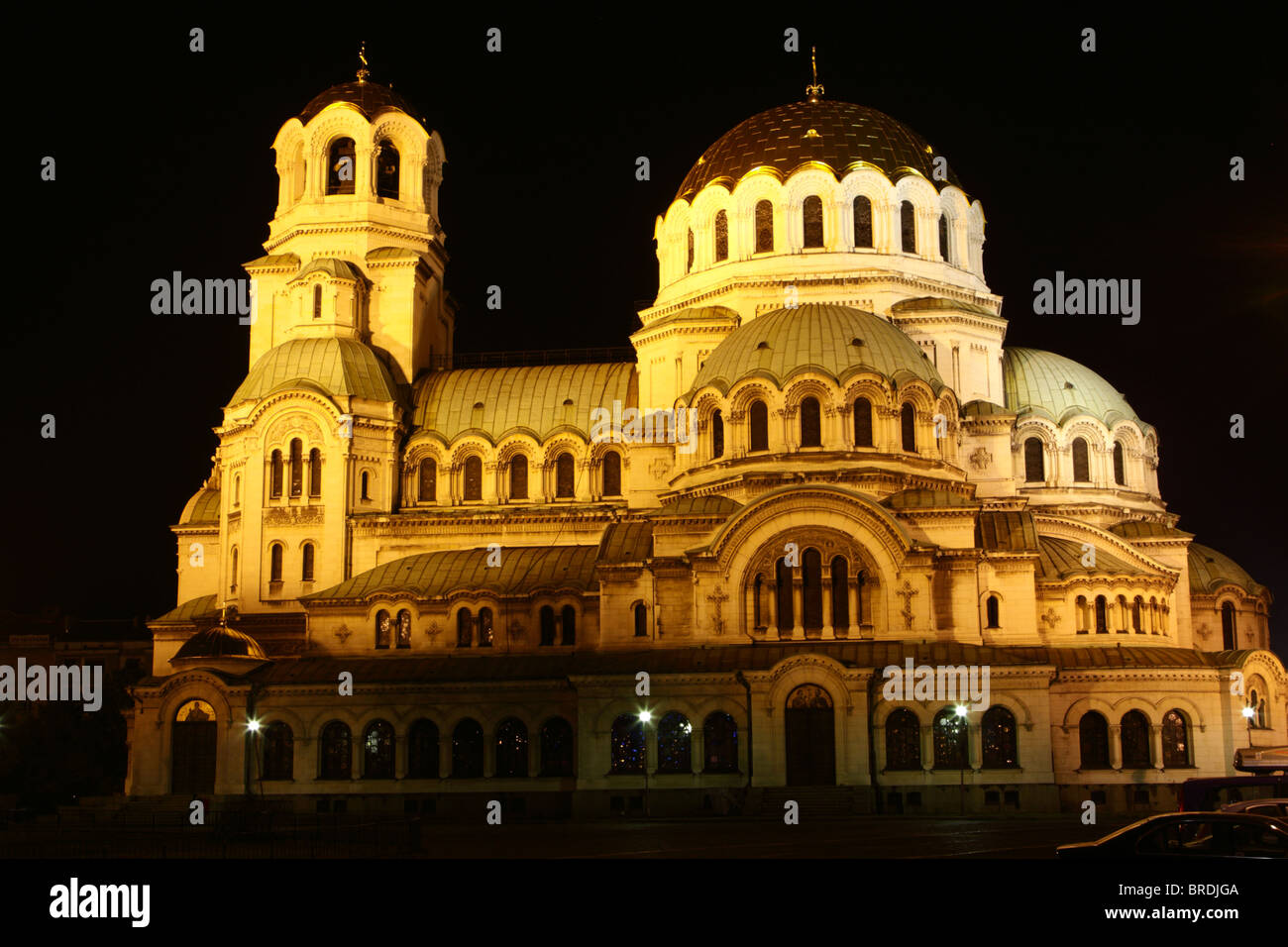 Alexander Nevski Cattedrale nel centro di Sofia di notte Foto Stock
