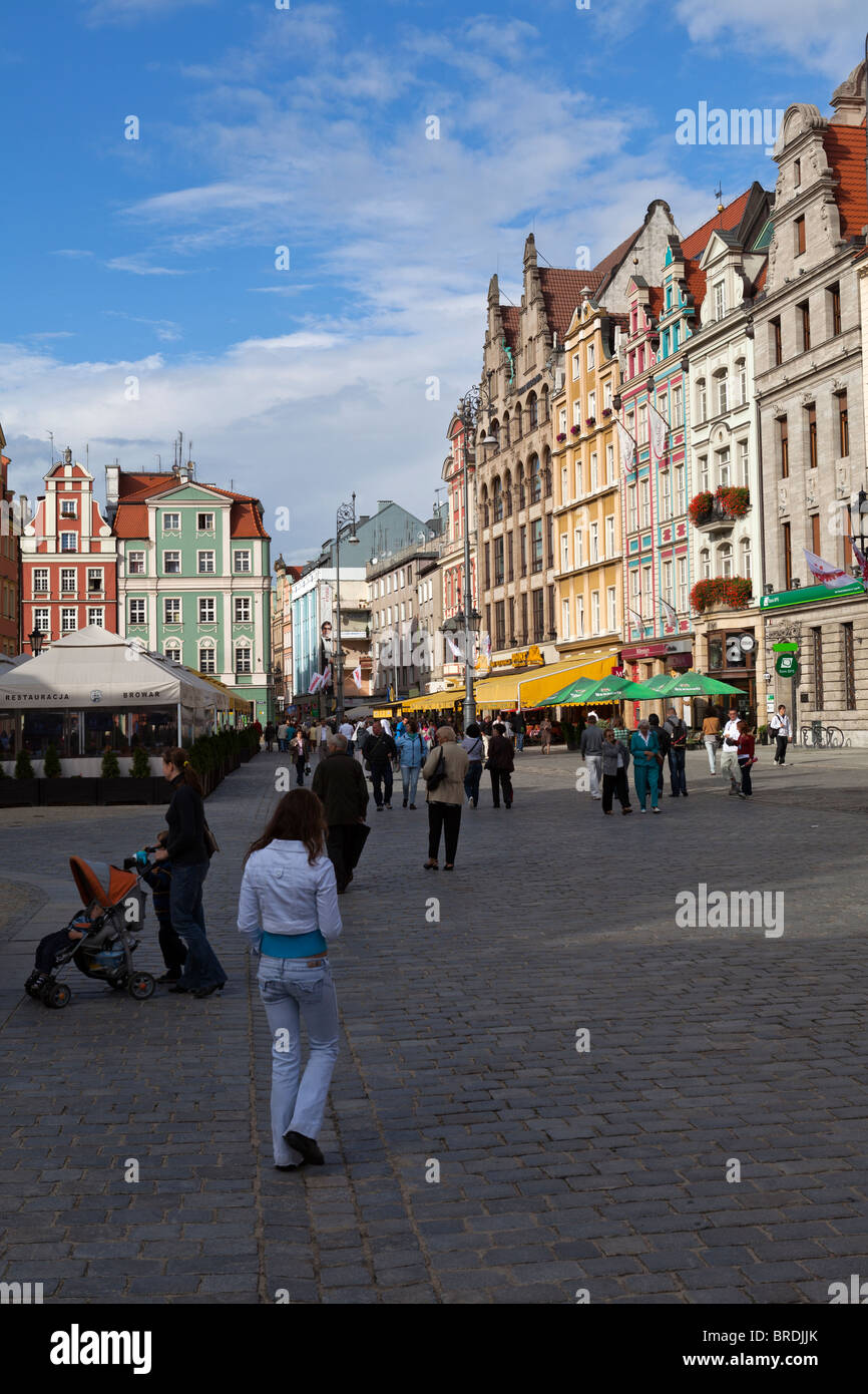 Piazza del Mercato, Wroclaw, Slesia, Polonia Foto Stock