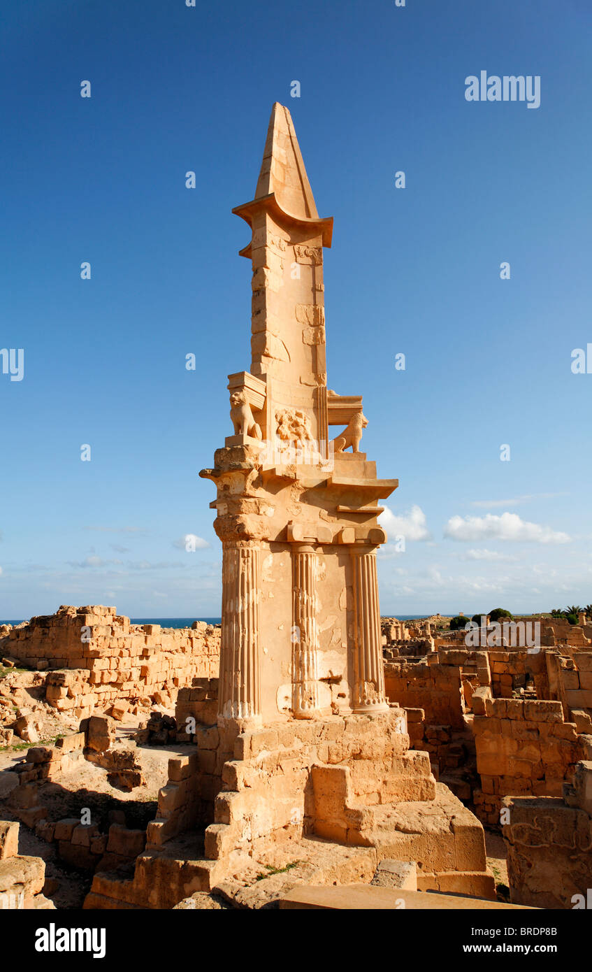 Mausoleo di Bes, Sabratha, Libia Foto Stock