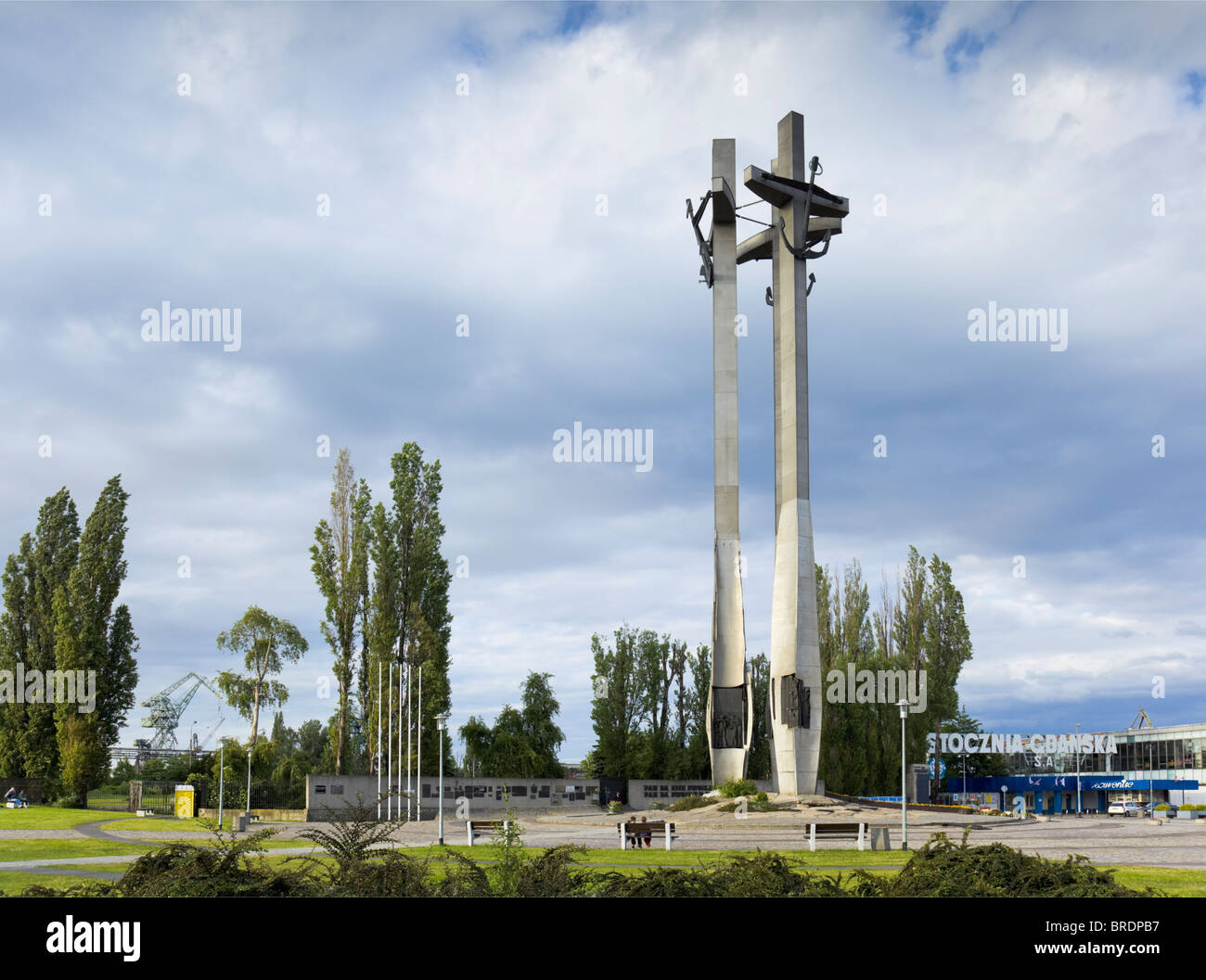 Monumento ai Caduti i lavoratori del cantiere di 1970 a Danzica, Polonia, vicino al Cantiere di Danzica Foto Stock