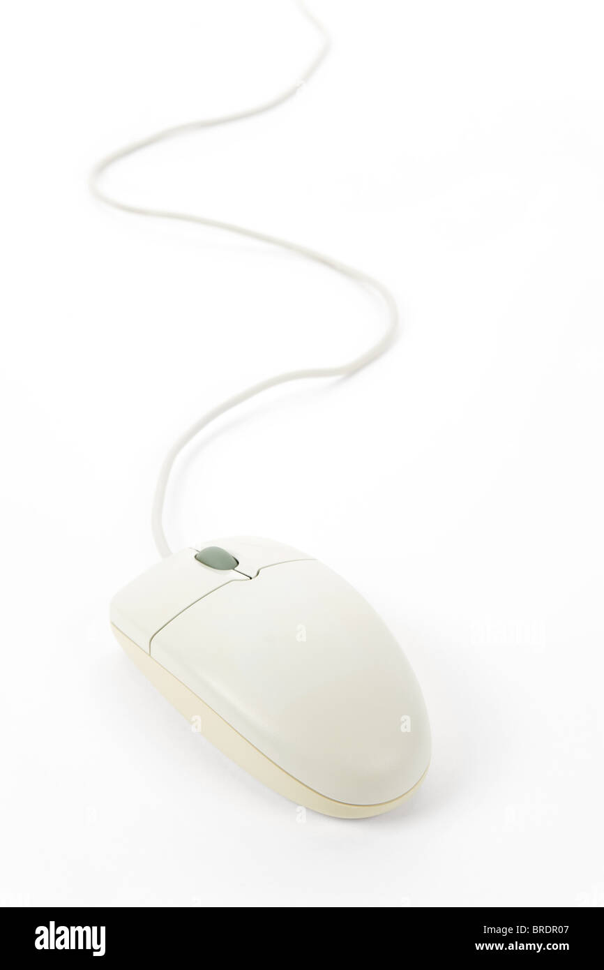 Il mouse del computer con sfondo bianco Foto Stock
