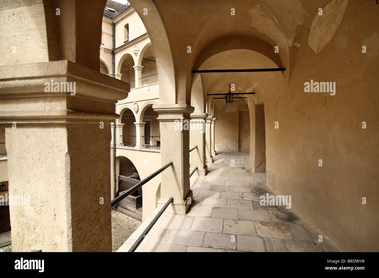 Cortile rinascimentale di Pieskowa Skala Castello. Ojcow National Park, Polonia. Foto Stock