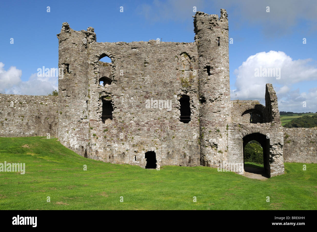 Il castello di Llansteffan Carmarthenshire Galles Cymru REGNO UNITO GB Foto Stock