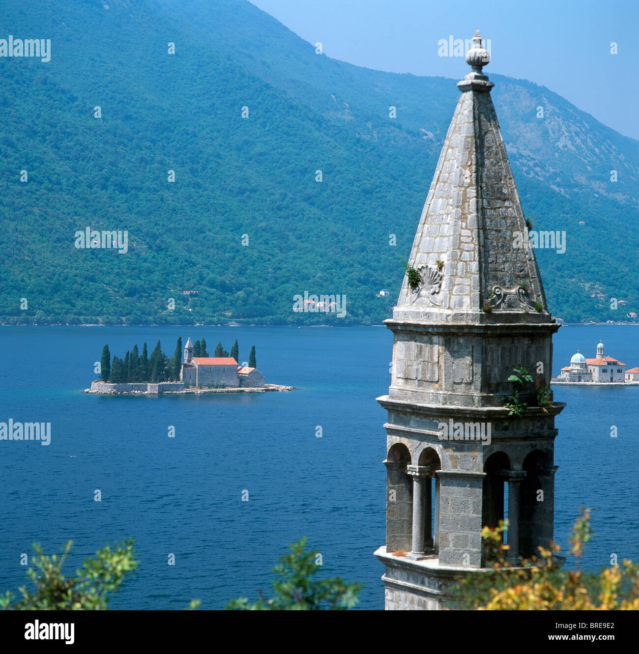 Perast e della Baia di Kotor, Montenegro Foto Stock