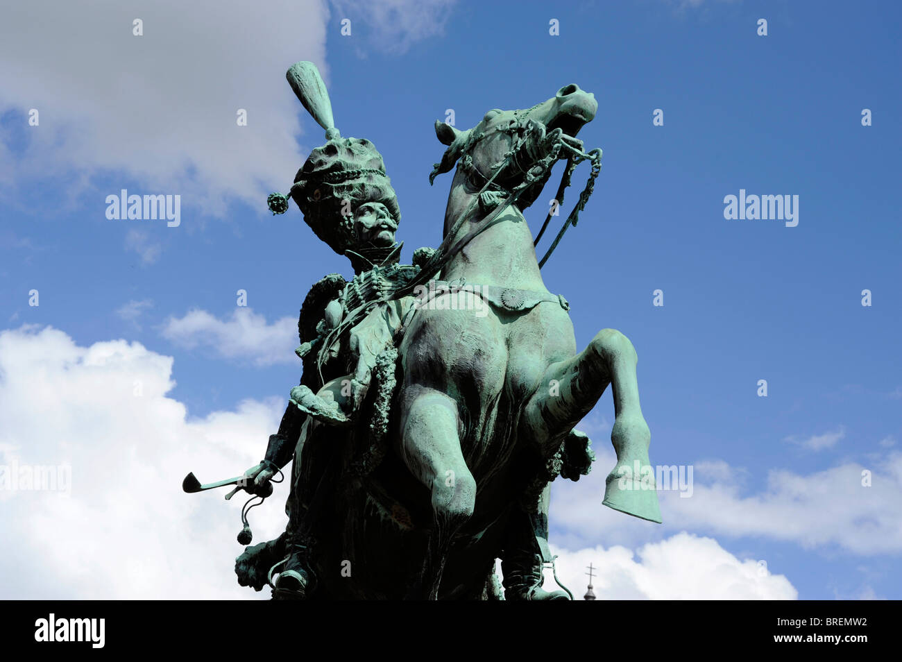 Castello di Luneville e General Antoine Lasalle statua, vicino a Nancy, Meurthe-et-Moselle, Lorena, Francia Foto Stock