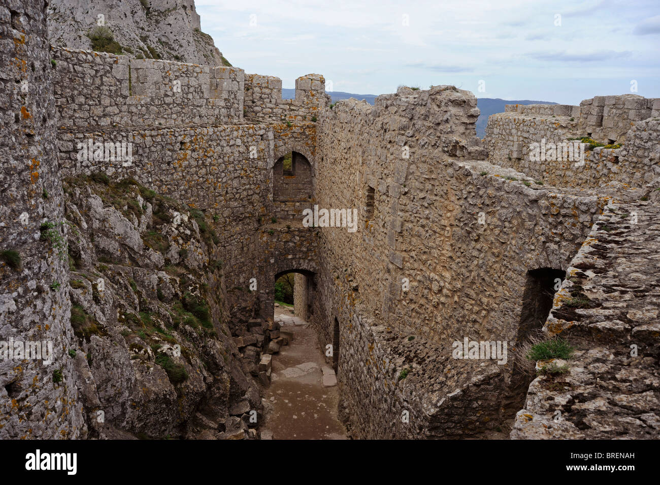 Peyrepertuse castle a Duilhac,Paese Cataro,Aude,Languedoc-Roussillon, Francia Foto Stock