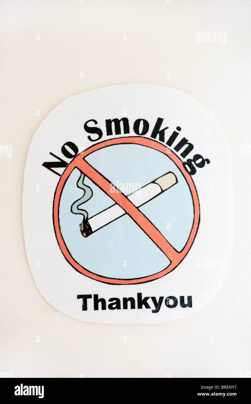 Avviso visualizzando per non fumatori - Ringraziamenti Foto Stock