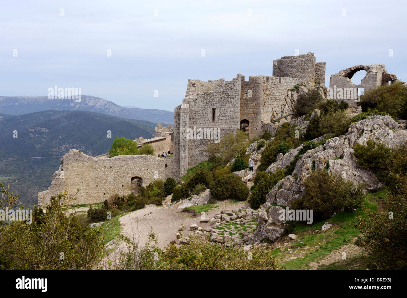 Peyrepertuse castle a Duilhac,Paese Cataro,Aude,Languedoc-Roussillon, Francia Foto Stock