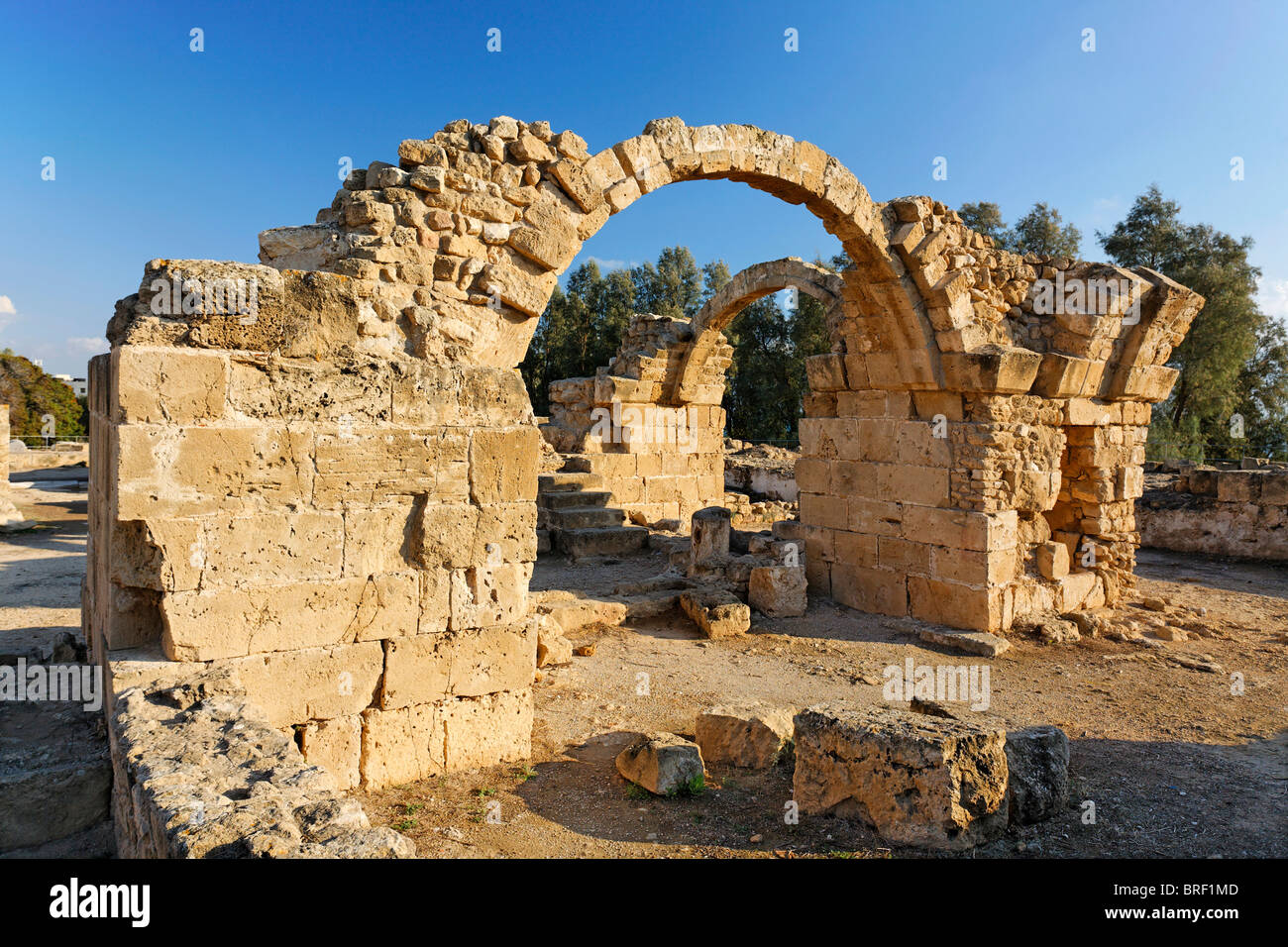 Saranda Kolones fortezza, archway, archeologia, Sito Patrimonio Mondiale dell'UNESCO, Kato, Paphos, Pafos, Cipro, Europa Foto Stock