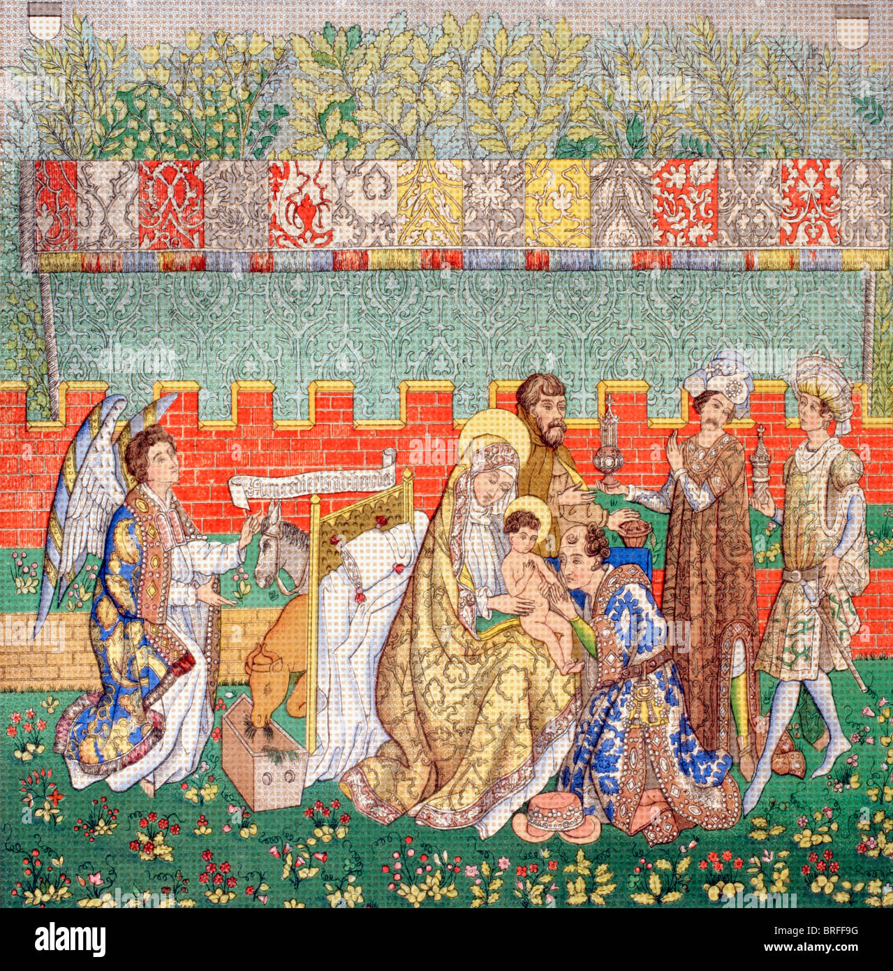 Xv secolo arazzo della adorazione dei Magi. Foto Stock