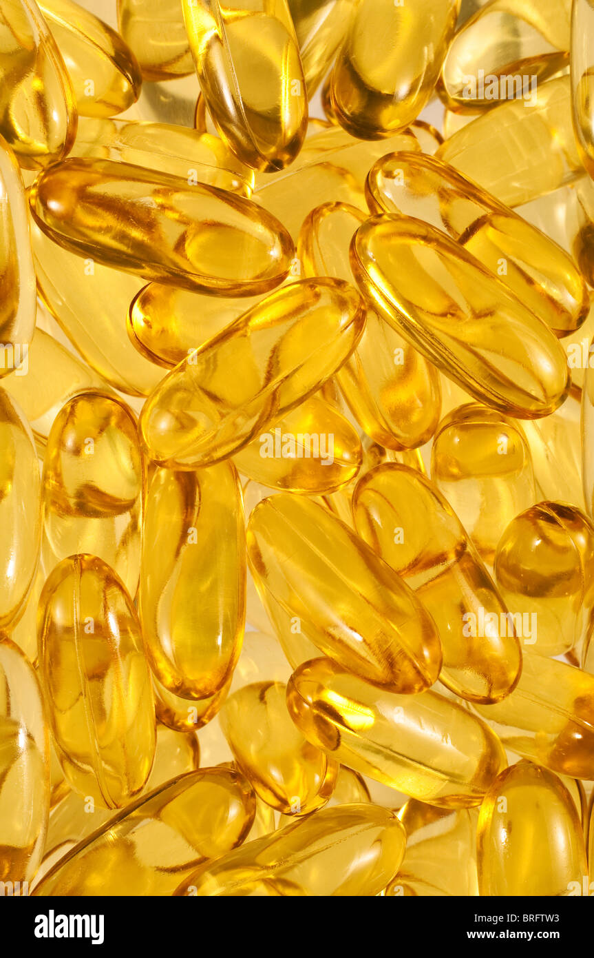 Omega 3 oli di fegato di pesce di capsule Foto Stock
