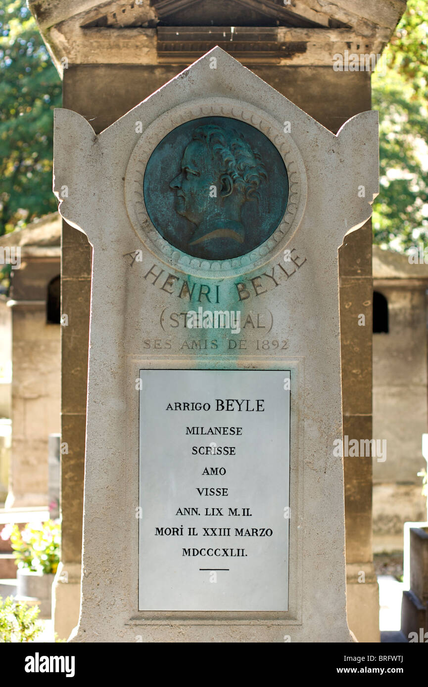 Tomba di Stendhal a Montmartre Parigi Francia Foto Stock