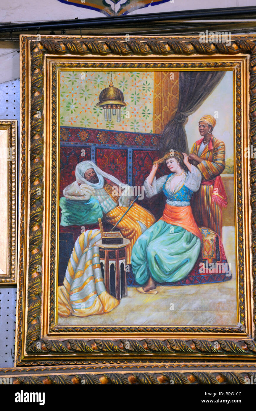 Un orientalista pittura sul display Kapakcilar nel Grand Bazaar Foto Stock