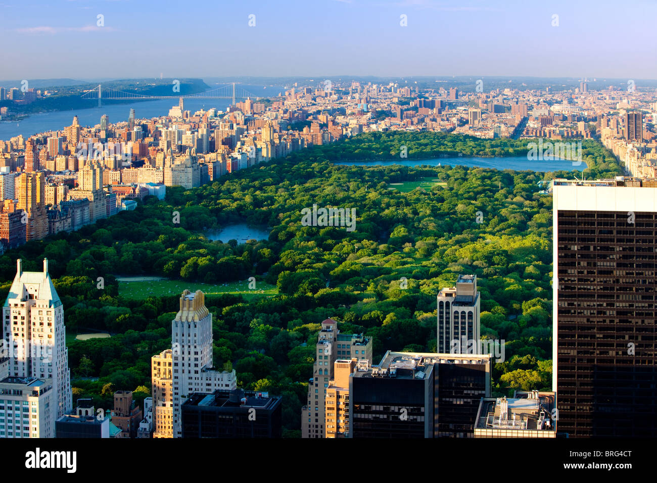 Central Park e gli edifici di Upper Manhattan, New York City USA Foto Stock