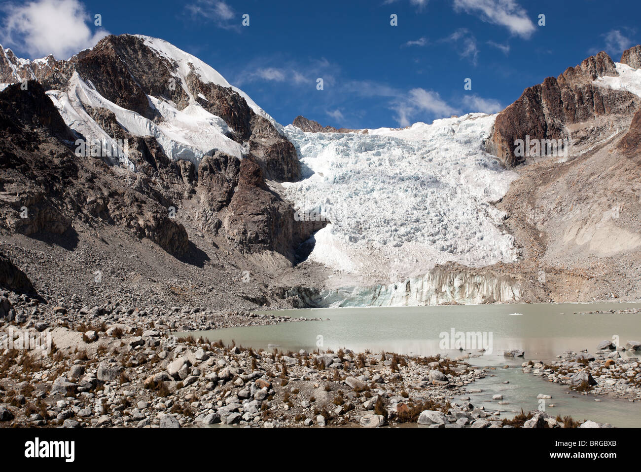 Laguna glaciale di Trek: ghiacciaio a 5100m. Foto Stock