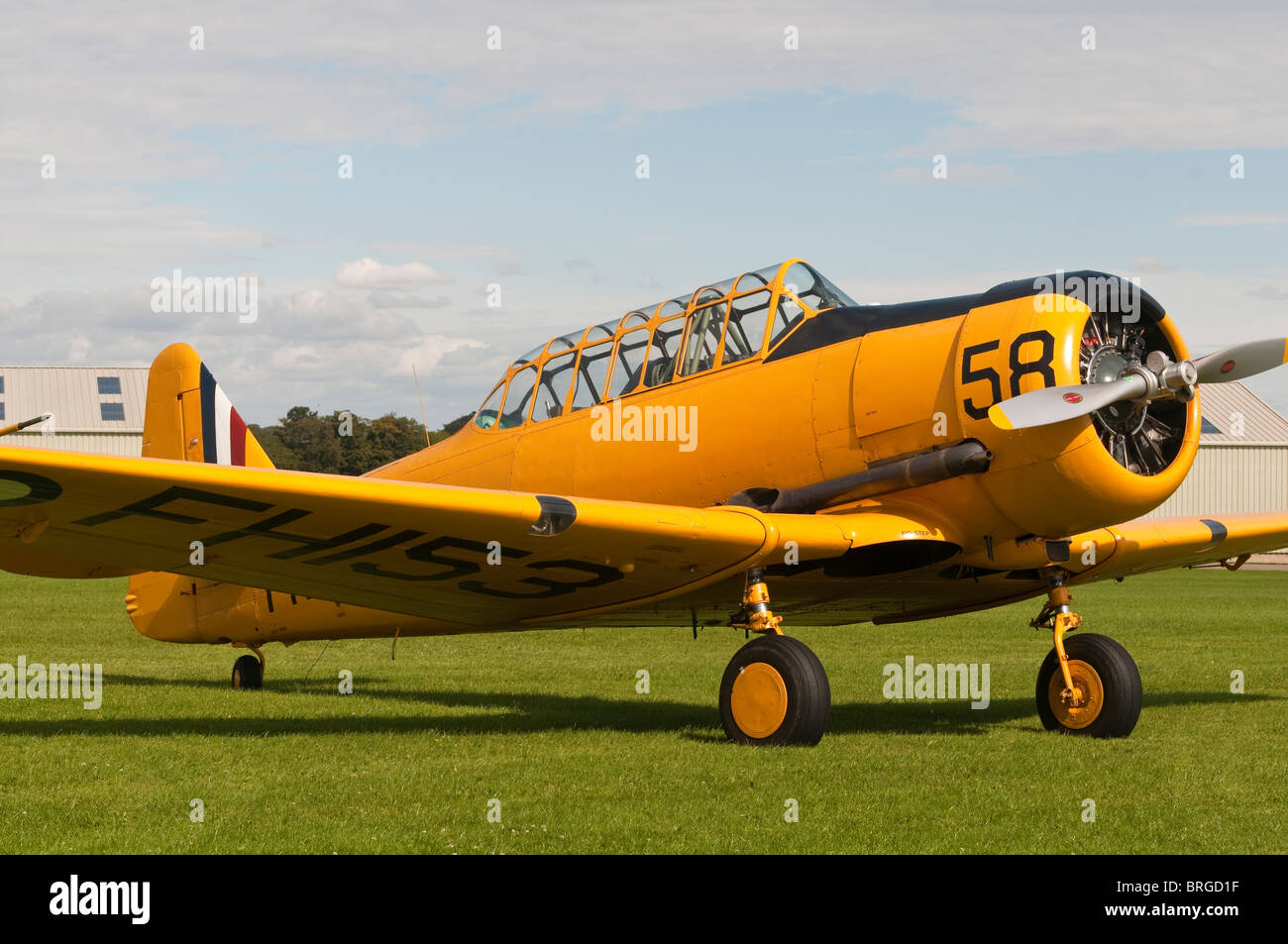 Harvard texano T6 gli aerei a terra a Kemble airfield Cotswolds Foto Stock