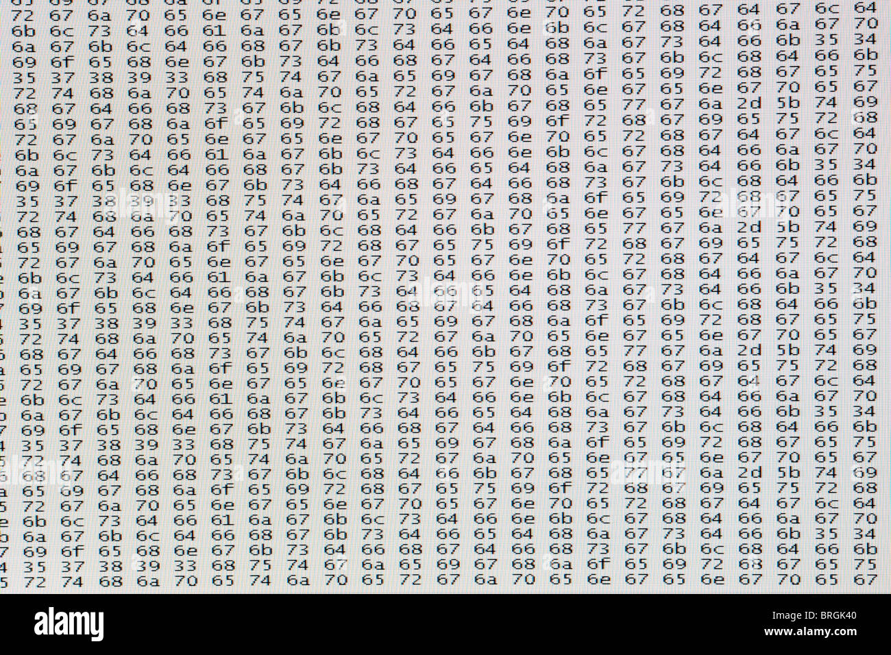 Screenshot di esadecimale codifica dei dati Foto Stock