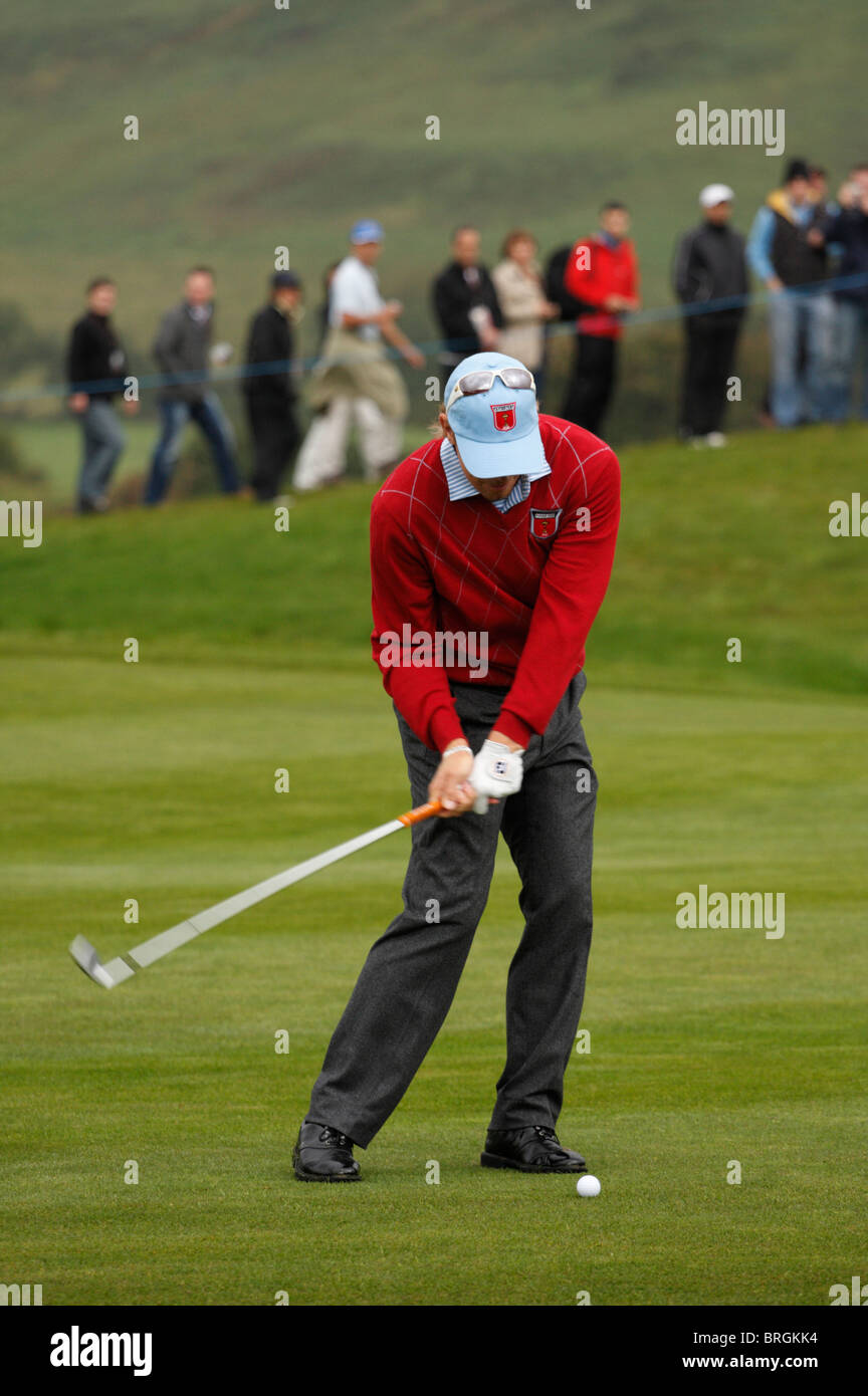 Golfista americano sul primo giorno di pratica del 2010 Ryder Cup, Celtic Manor di Newport, Galles Foto Stock