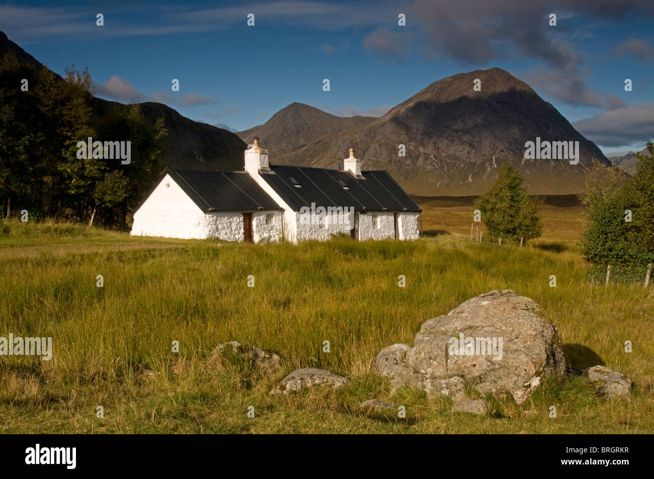 Black Rock Cottage bianco Kingshouse Corries Glencoe Scozia. SCO 6794 Foto Stock
