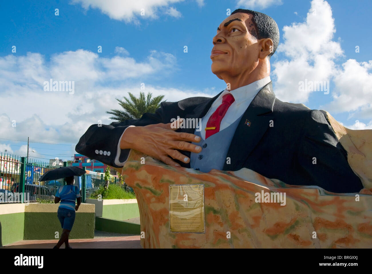 Statua di Sir Vere Cornwall, St. John's, Antigua, West Indies Foto Stock