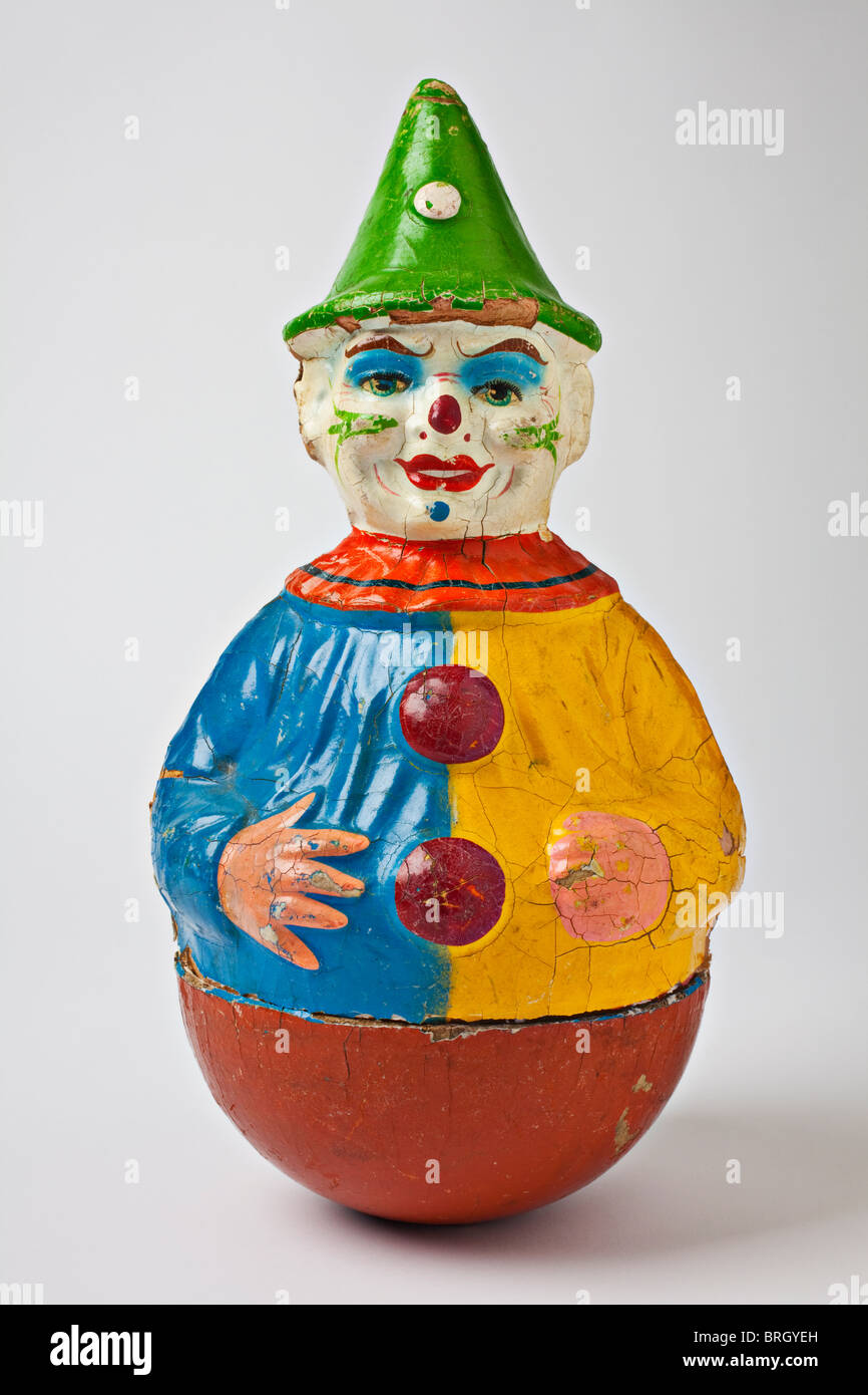 Vecchio giocattolo del pagliaccio Foto Stock