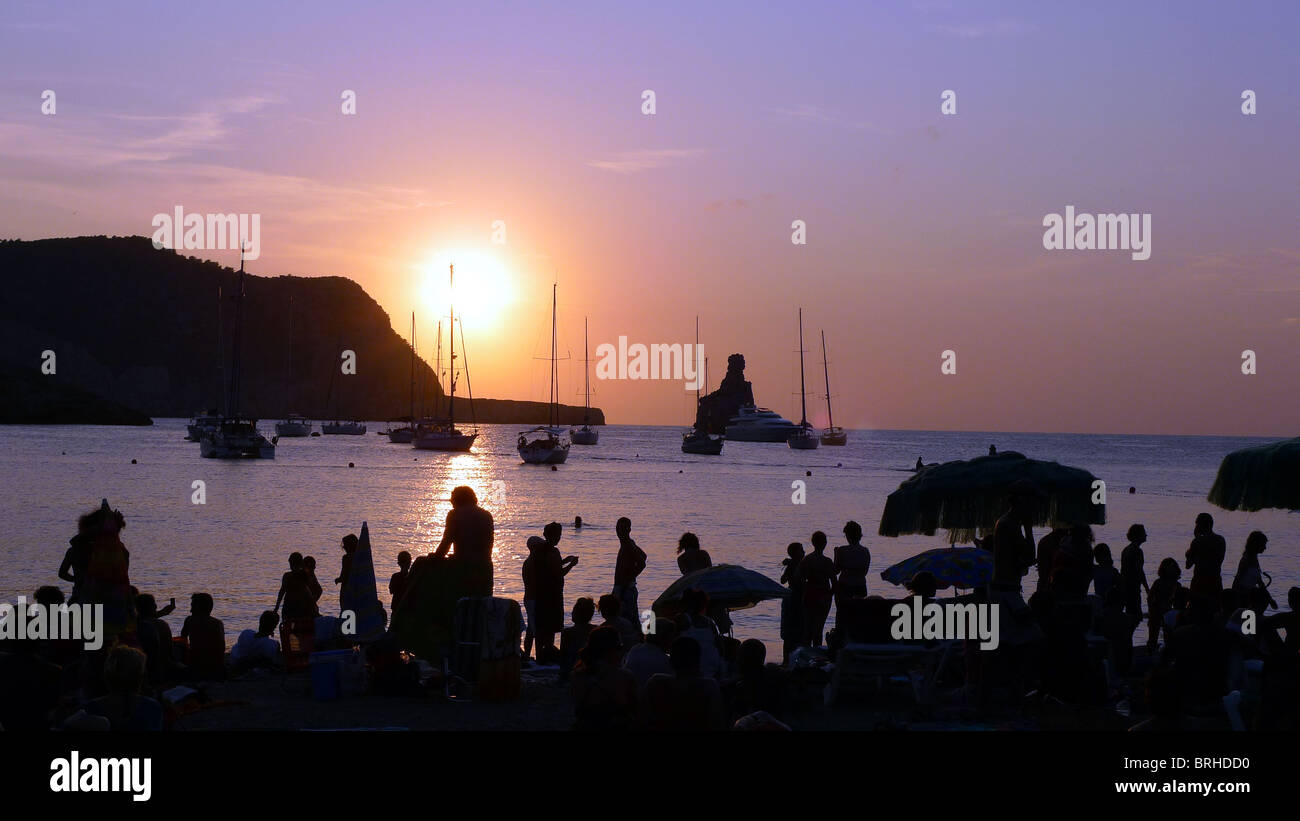 Spiaggia Benirras, vicino a Sant Joan ibiza. Foto Stock