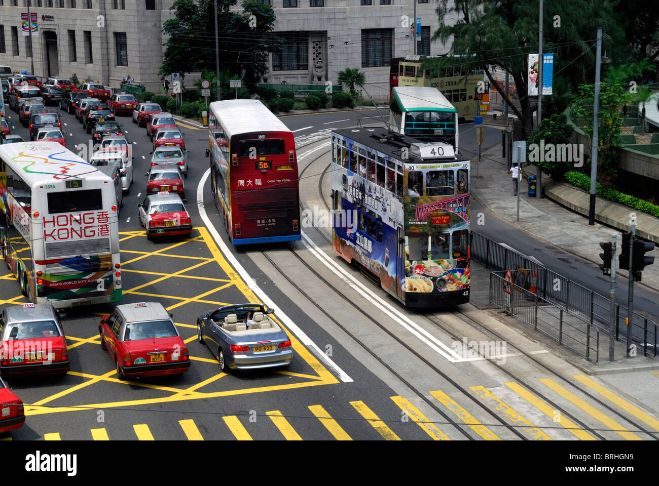 Hong Kong il traffico al distretto centrale,l'Isola di Hong Kong Foto Stock