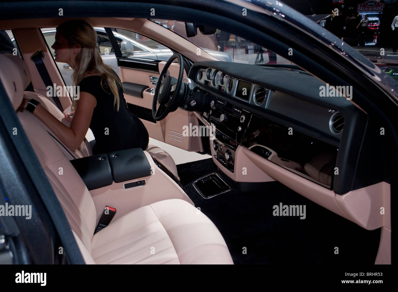 Parigi, Francia, Parigi Car Show,Rolls Royce, 350.000 € berlina di lusso, Phantom interno Foto Stock