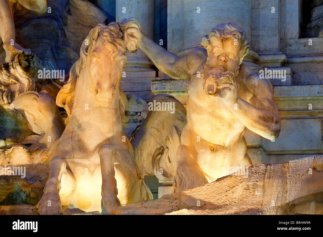 Italia, Roma Fontana di Trevi di notte Foto Stock
