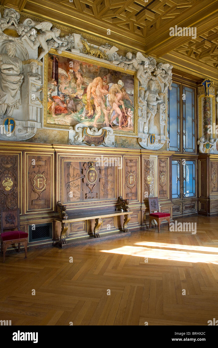 chateau fontainebleau interior, francia Foto Stock