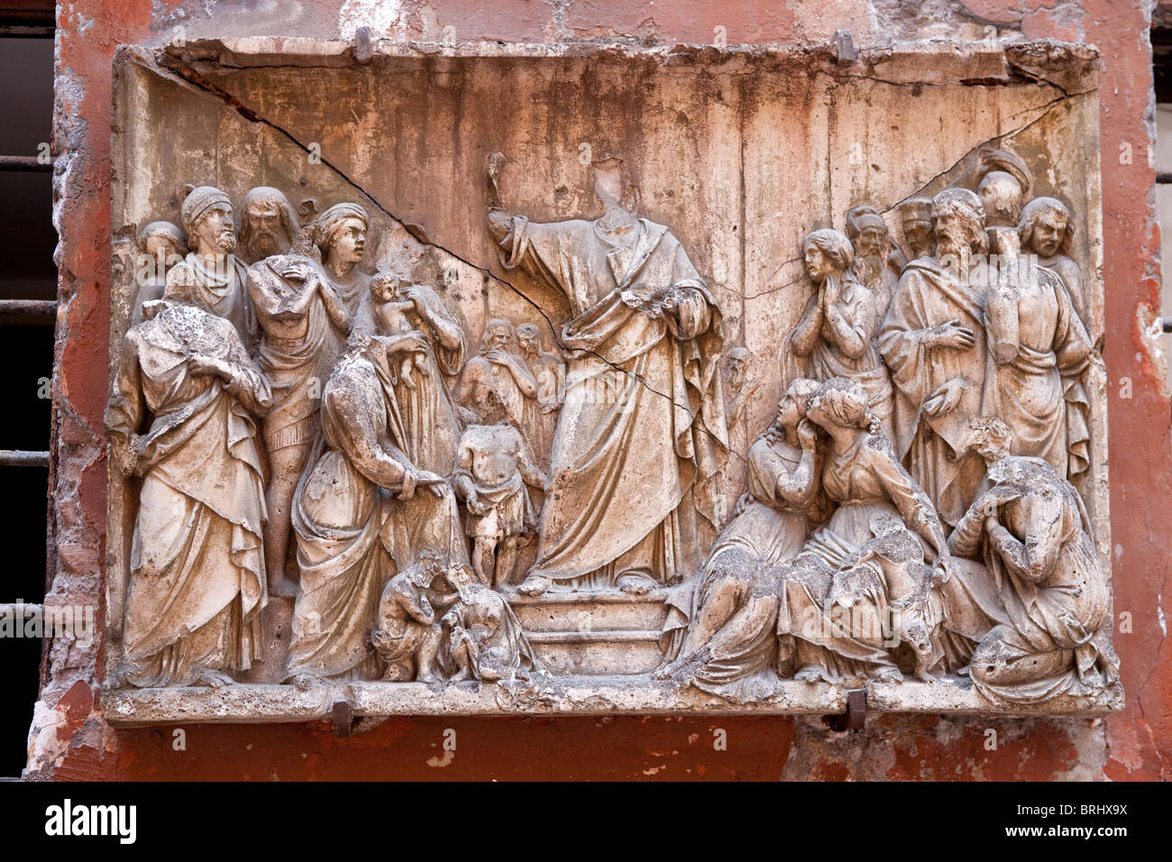 Il bassorilievo antica arte storica Roma Italia piamente Foto Stock