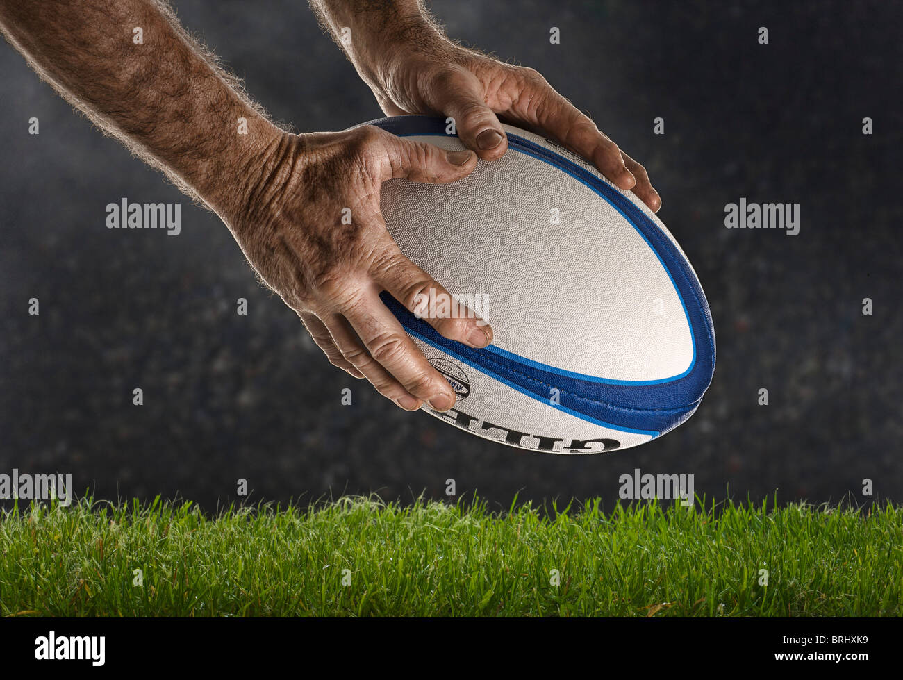 Close-up Concetto di immagine del Rugby provare di essere segnato Foto Stock