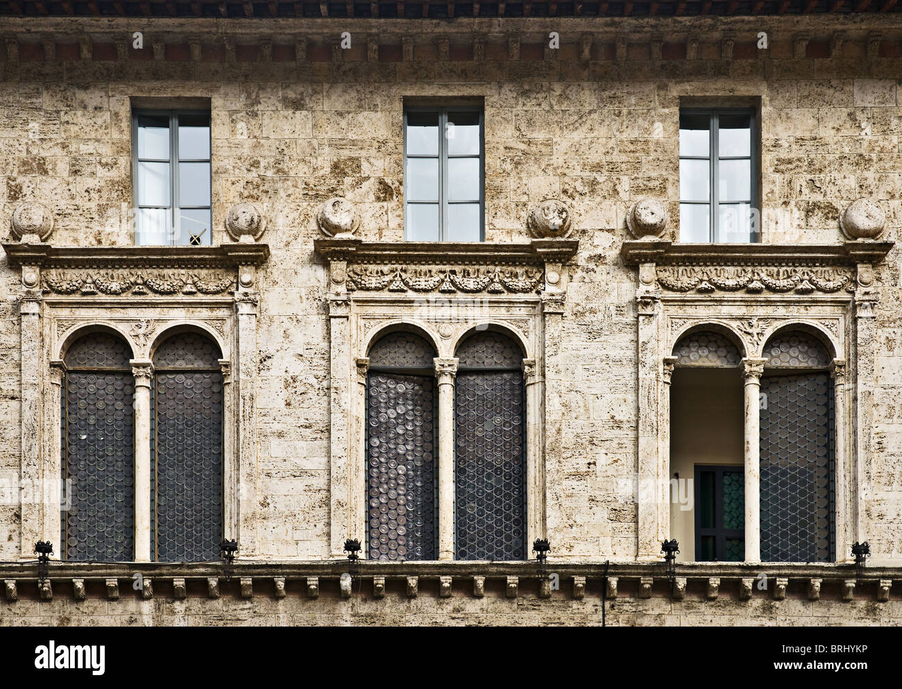 Finestre di Perugia, Umbria, Italia Foto Stock