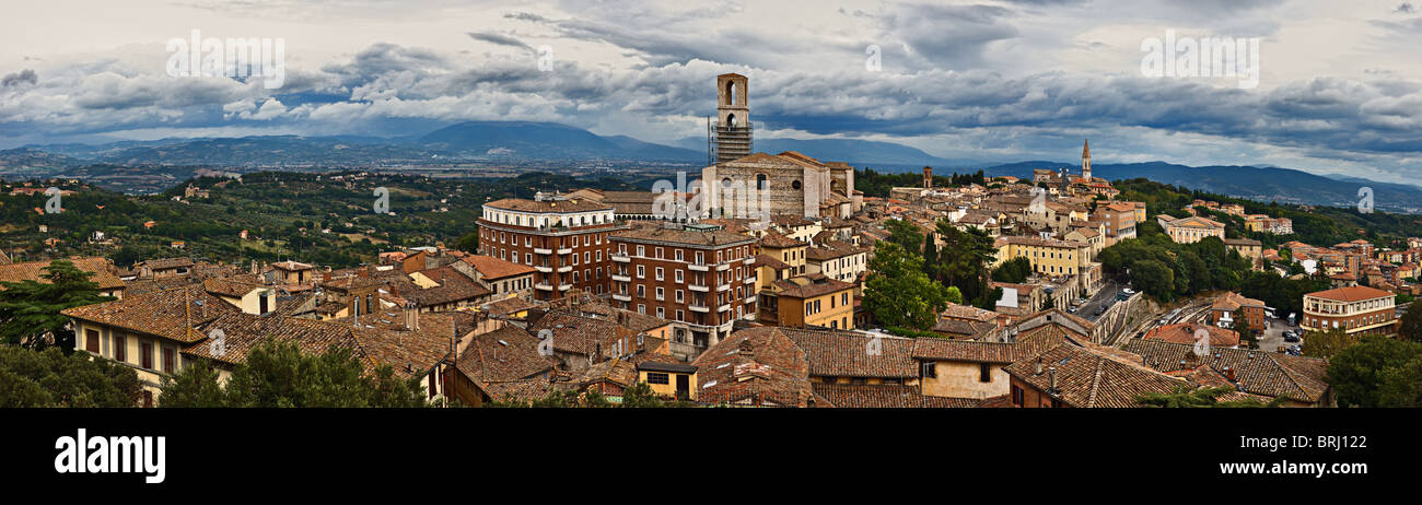 Vista panoramica di Prugia, Umbria, Italia Foto Stock