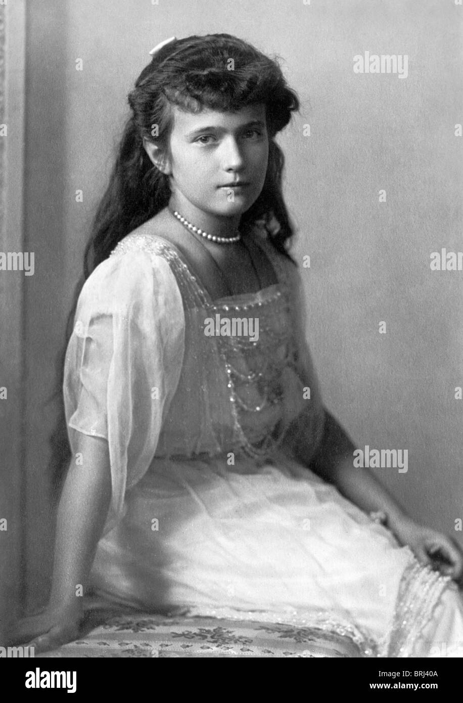 Ritratto c1915 della Granduchessa Anastasia Nikolaevna Romanov (1901 - 1918) - La più giovane figlia dello Zar Nicola II di Russia. Foto Stock
