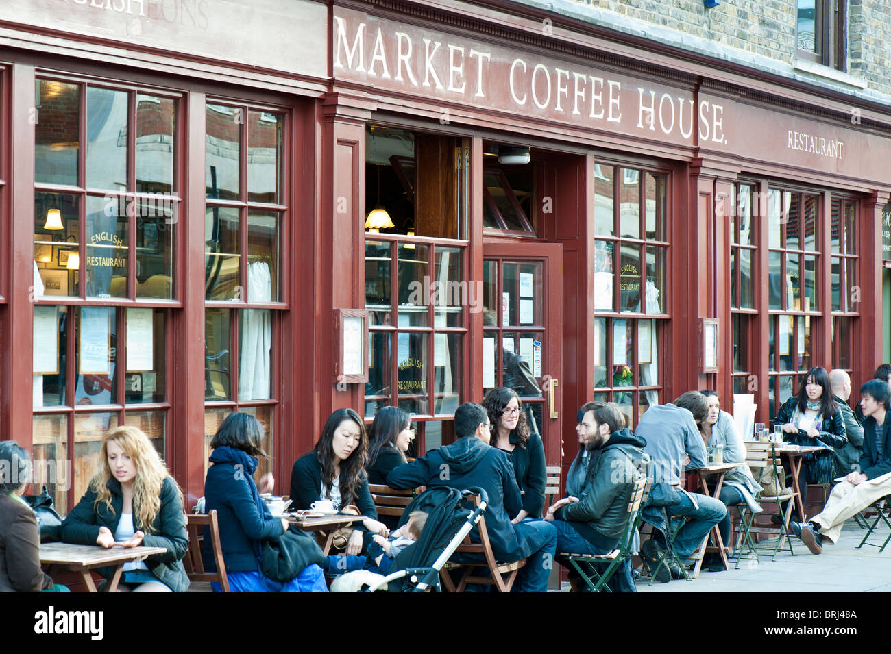 Coffee shop da Spitalfields Market, London, Regno Unito Foto Stock