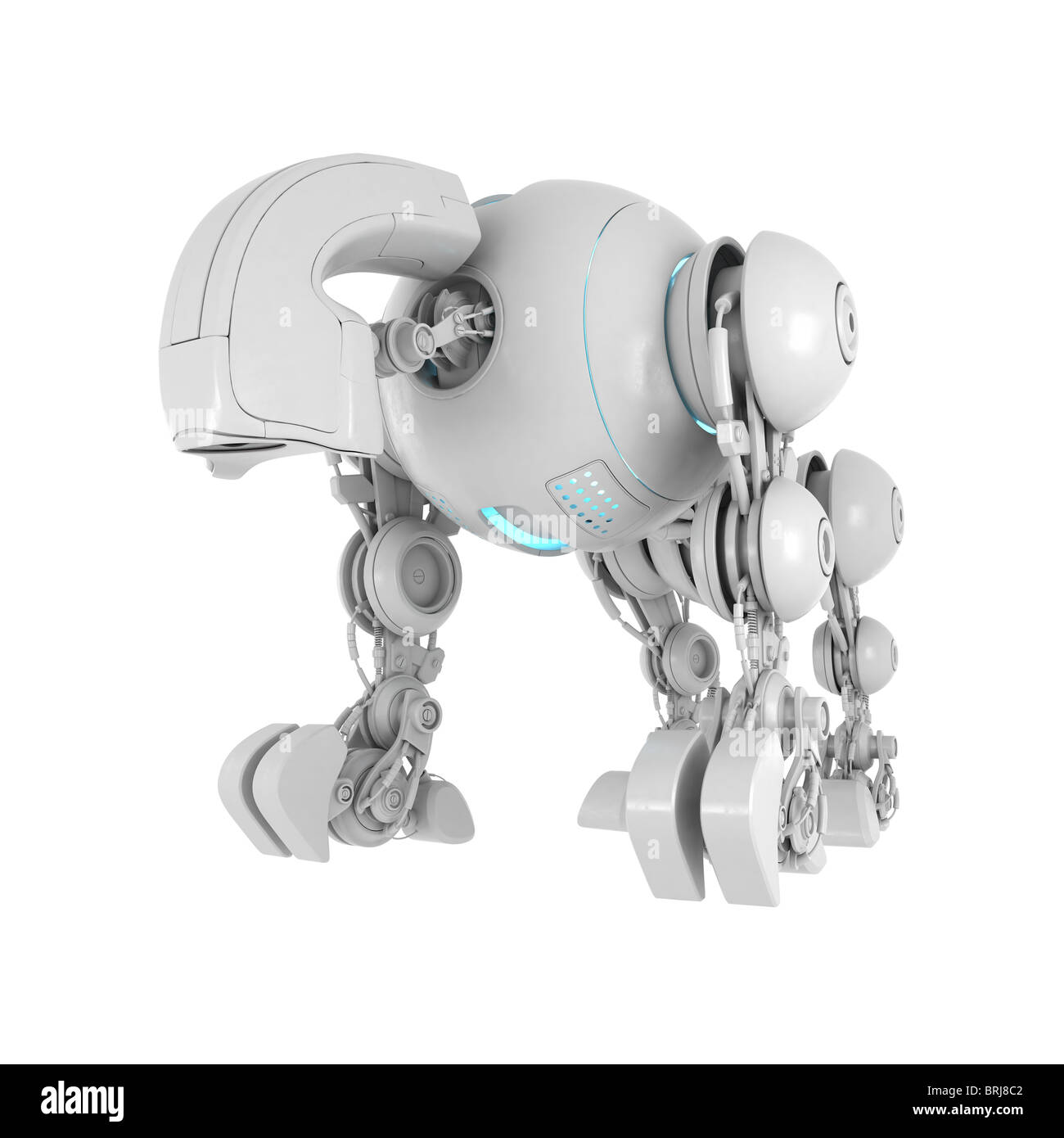 Wired illuminata creatura cyborg. Immagine 3d isolato su bianco Foto Stock