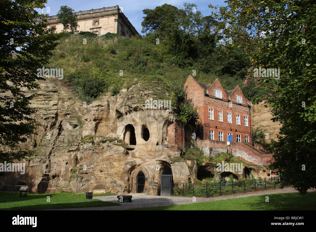Mortimer il foro, Nottingham Castle, Tini di filtrazione cantiere, Nottingham, Inghilterra, Regno Unito Foto Stock