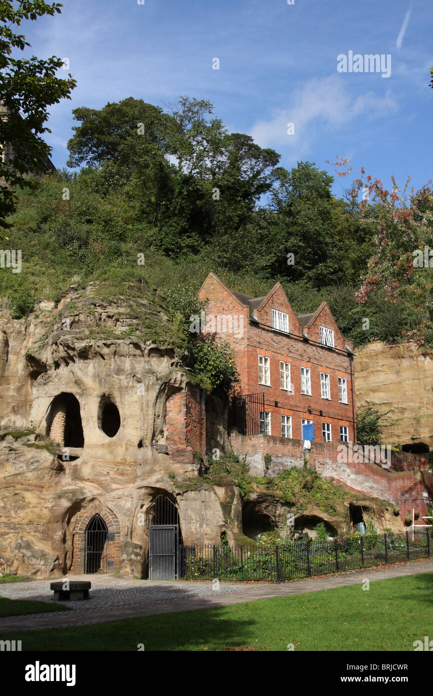 Mortimer il foro, Nottingham Castle, Tini di filtrazione cantiere, Nottingham, Inghilterra, Regno Unito Foto Stock