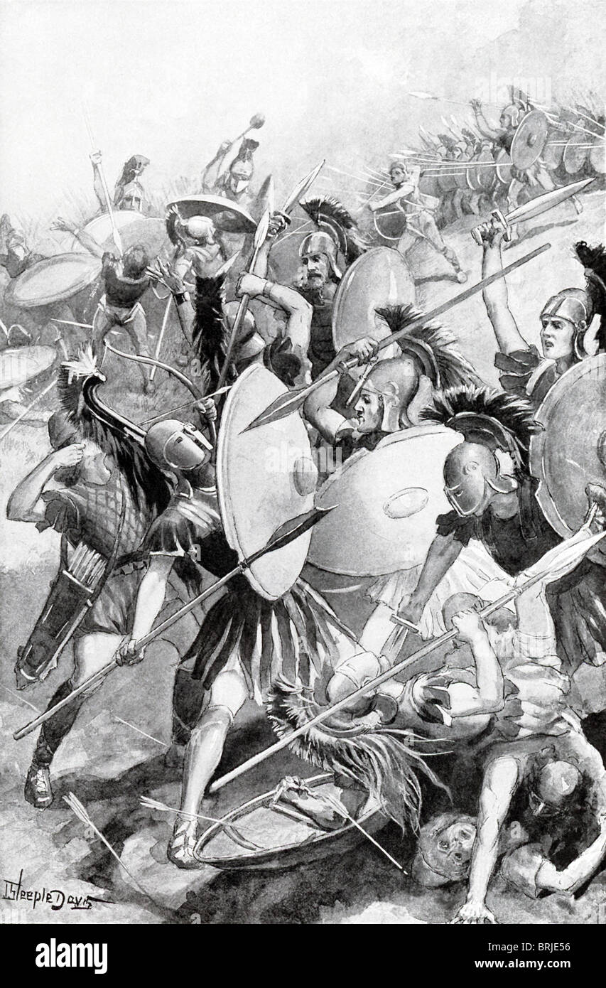 I Greci battaglia siciliani in lotta noto come il siciliano di spedizione, una spedizione da ateniesi da 415 a 413 A.C. Foto Stock