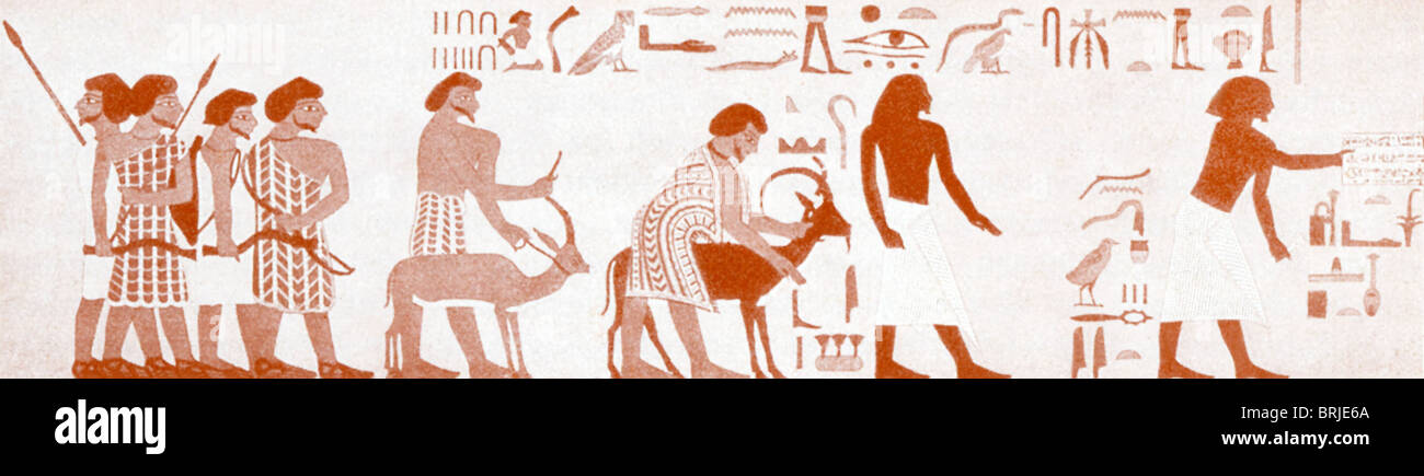 Questo dipinto è stato trovato in una tomba della XII dinastia Khnumhotep ufficiale, che visse durante il tempo del righello Senusret II. Foto Stock