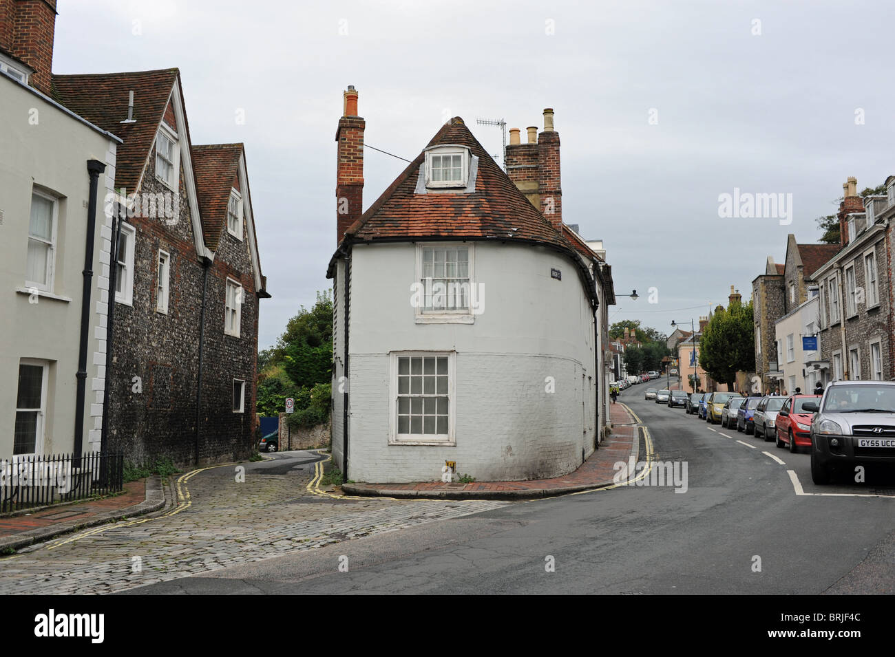 Vecchie case storiche in Lewes High Street East Sussex Regno Unito Foto Stock