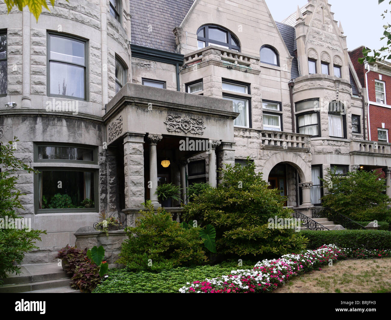 Case Vittoriane vicino all Università di Chicago Foto Stock