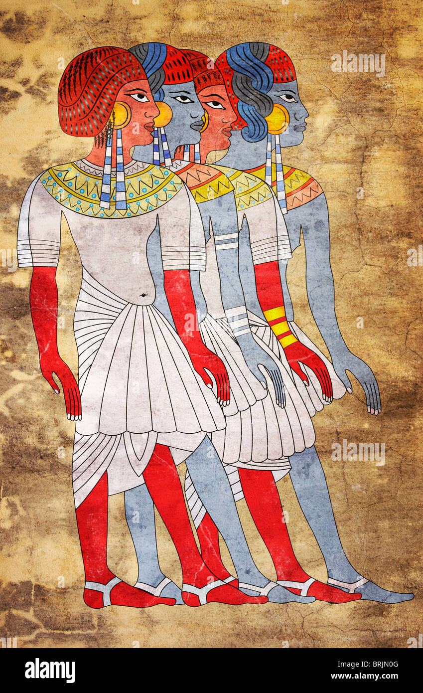 Le donne di Antico Egitto appare come pittura murale Foto Stock