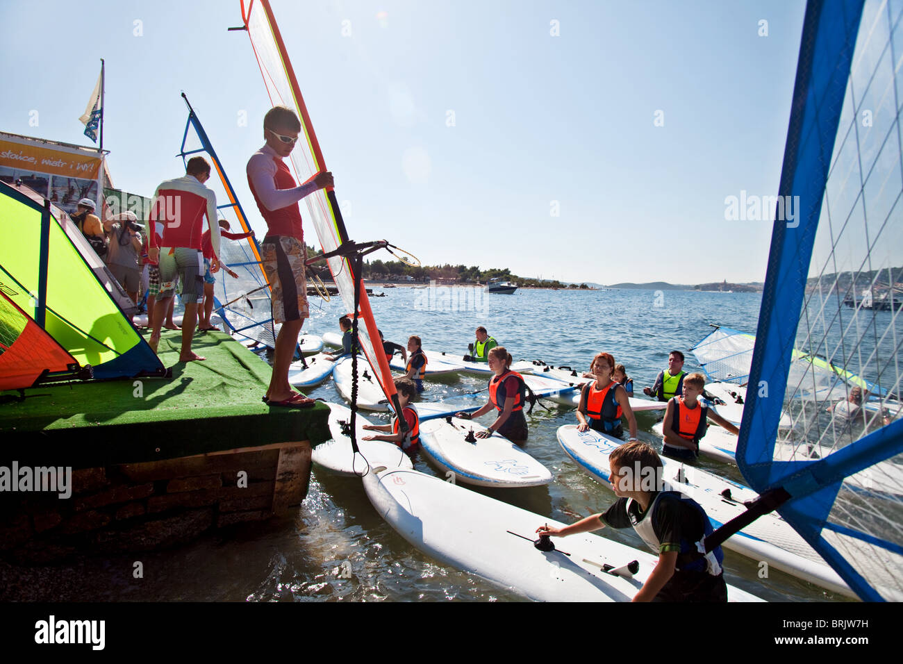Scuola di windsurf pol33 in Orebic, penisola di Sabbioncello, Croazia Foto Stock