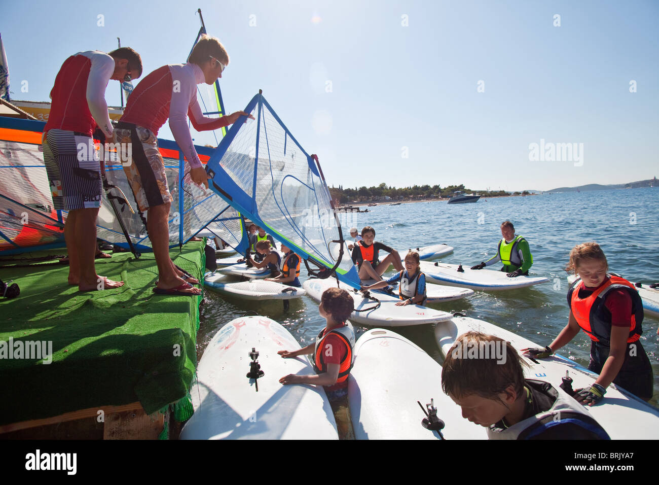 Scuola di windsurf pol33 in Orebic, penisola di Sabbioncello, Croazia Foto Stock