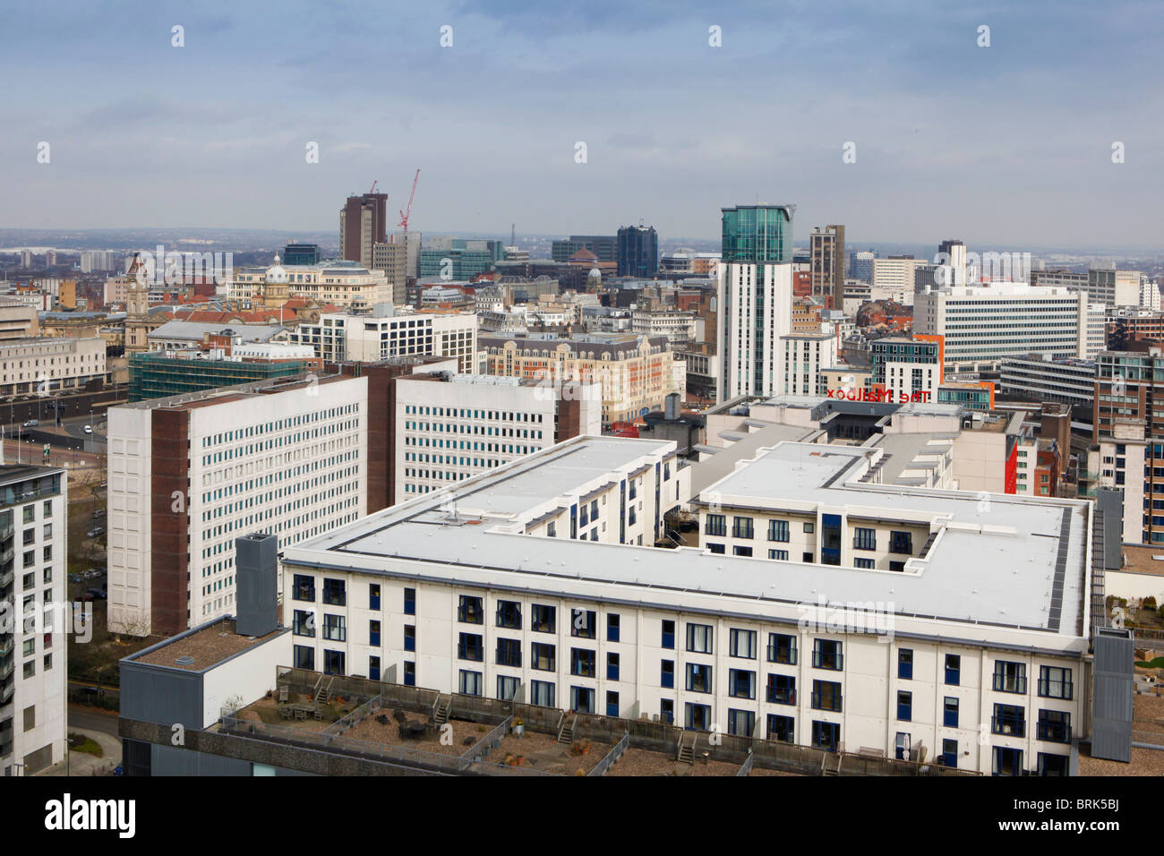 Vista aerea della Mailbox e Birmingham City in background. Vista dal cubo edificio. Foto Stock