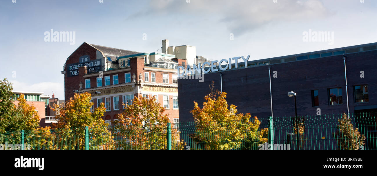 Vista della città di danza nel centro cittadino di Newcastle, Inghilterra del nord est. Foto Stock