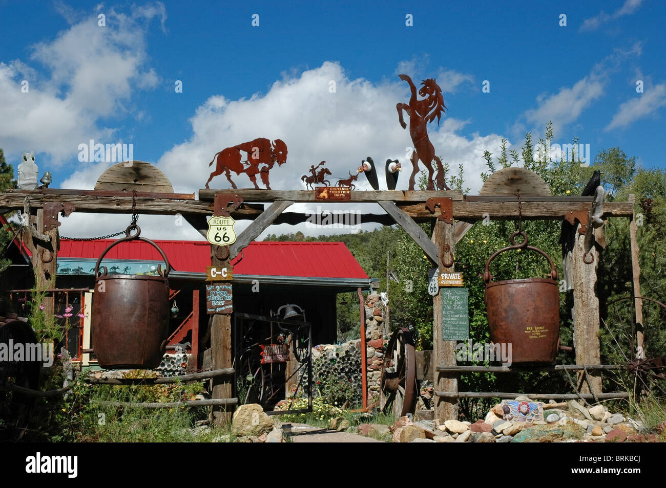 Museo Tinkertown lungo il sentiero turchese National Scenic Byway, Sandia Park, New Mexico Foto Stock