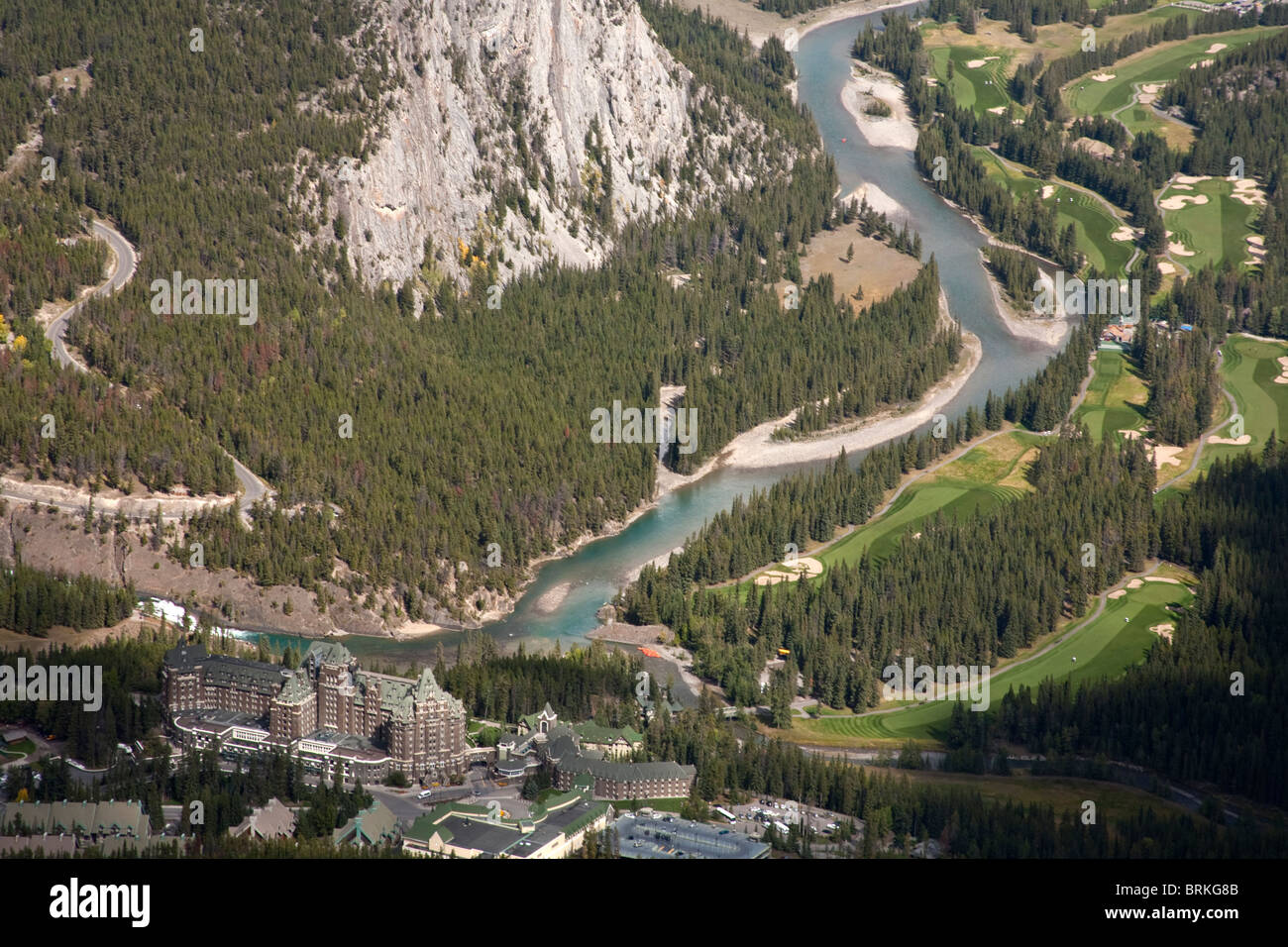 Il Fairmont Banff Springs Hotel And Golf il Fiume Bow , Banff, Alberta, Canada sept 2010 Foto Stock